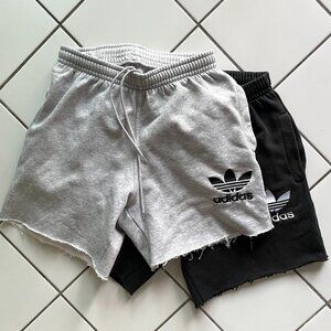 2 Adidas raw-hem sweat shorts (black & grey BUNDLE!)
